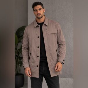 Paoletti Firenze Men’s Taupe Button Jacket Size L Lightweight Classic Coat